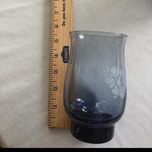 Pfaltzgraff Yorktowne Tumblers Frosted Etched Floral Blue Glasses Set of 6 - Picture 3 of 6